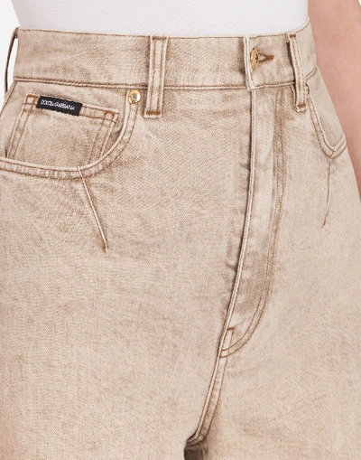 Shop Dolce & Gabbana Flared Denim Jeans In Beige