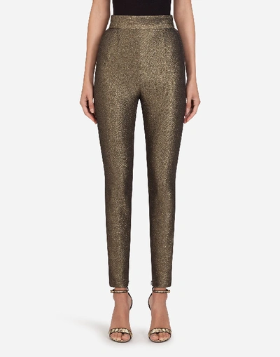 Shop Dolce & Gabbana Drill Lamé Pants In Gold