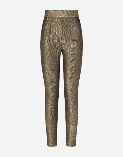 Shop Dolce & Gabbana Drill Lamé Pants In Gold