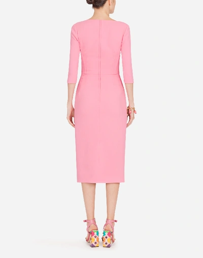 Shop Dolce & Gabbana Form-fitting Cady Midi Dress In Pink