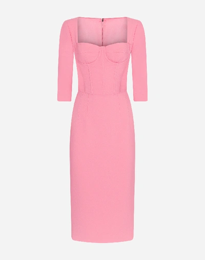 Shop Dolce & Gabbana Form-fitting Cady Midi Dress In Pink