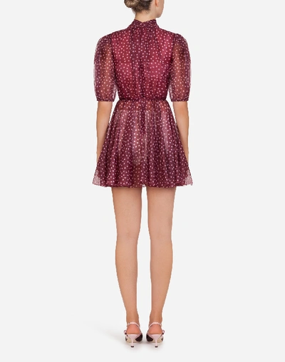 Shop Dolce & Gabbana Short Mini Polka-dot Print Organza Dress In Pink
