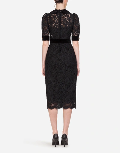 Shop Dolce & Gabbana Lace Midi Dress With Bejeweled Buttons