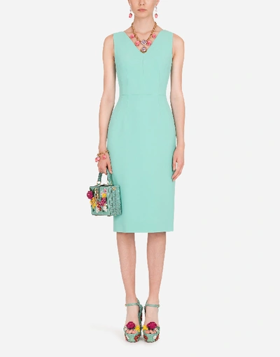 Shop Dolce & Gabbana Form-fitting Cady Midi Dress In Aquamarine