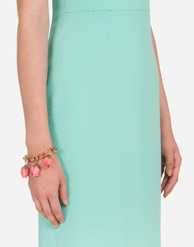 Shop Dolce & Gabbana Form-fitting Cady Midi Dress In Aquamarine