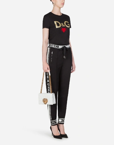 Shop Dolce & Gabbana Jersey T-shirt With Printed Logo In Black