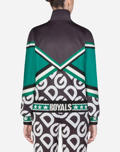 Shop Dolce & Gabbana Zip- Up Sweatshirt With Dg Logo Print In Multicolor