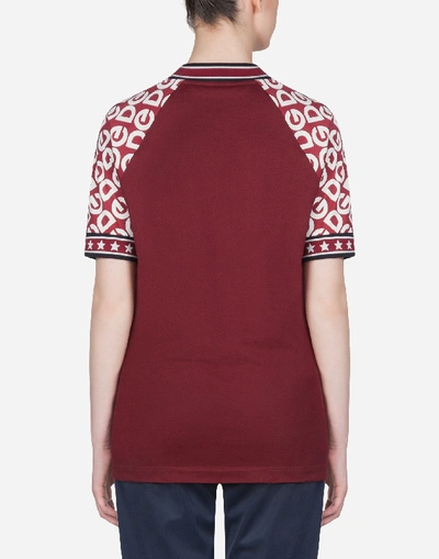 Shop Dolce & Gabbana Short-sleeved Jersey T-shirt With Dg Logo Print In Bordeaux