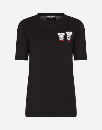 Shop Dolce & Gabbana #dgfamily Cotton T-shirt In Black
