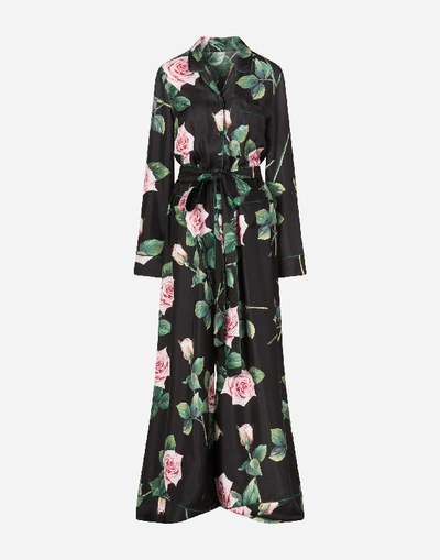 Shop Dolce & Gabbana Tropical Rose Print Twill Suit In Floral Print