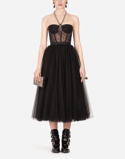 Shop Dolce & Gabbana Circle Tulle Skirt In Black
