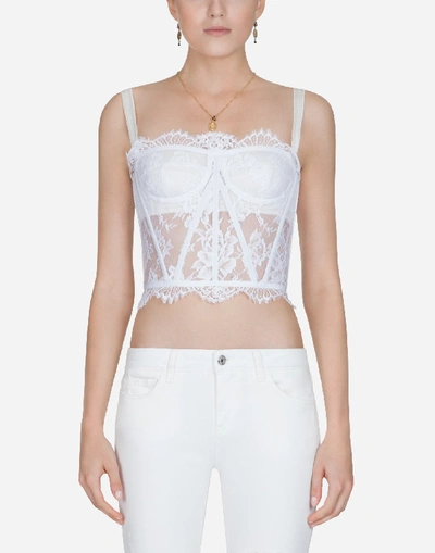 Shop Dolce & Gabbana Lace Bustier In White