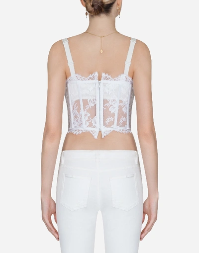 Dolce & Gabbana Chantilly Lace Bustier Top In White