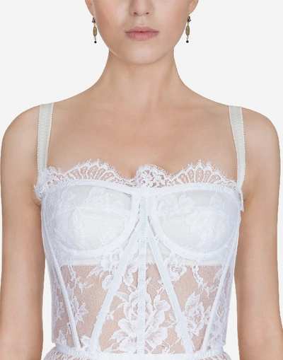 Dolce & Gabbana Chantilly Lace Bustier Top In White