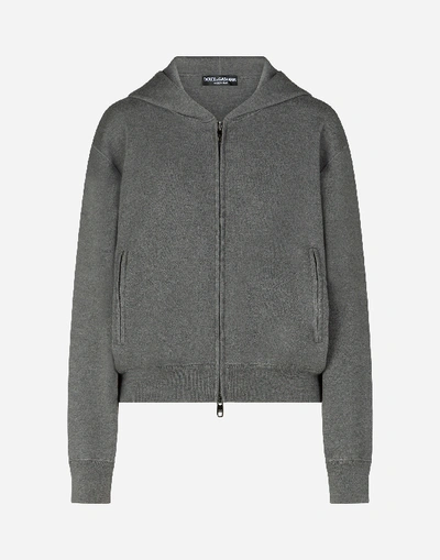 Shop Dolce & Gabbana Cashmere Zip-up Hoodie In Grey