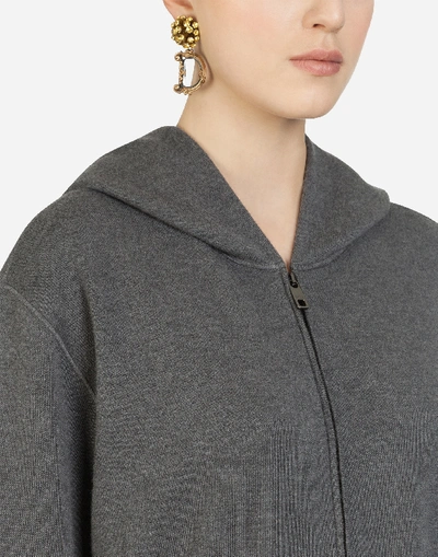 Shop Dolce & Gabbana Cashmere Zip-up Hoodie In Grey