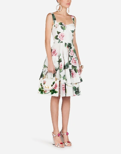 & Tropical Rose Poplin Midi Dress In Floral Print ModeSens