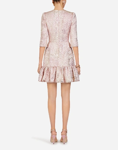 Shop Dolce & Gabbana Short Lamé Jacquard Dress In Pink