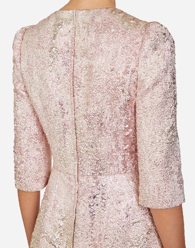 Shop Dolce & Gabbana Short Lamé Jacquard Dress In Pink