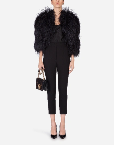 Shop Dolce & Gabbana Ostrich Feather Bolero In Black