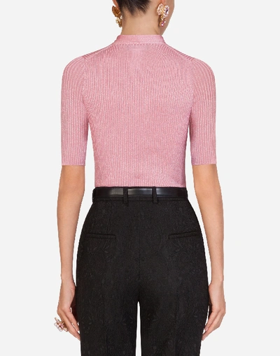 Shop Dolce & Gabbana Serafino Sweater With Bow In Bow In Pink