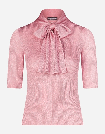 Shop Dolce & Gabbana Serafino Sweater With Bow In Bow In Pink