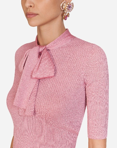 Shop Dolce & Gabbana Serafino Sweater With Bow In Bow In Pink