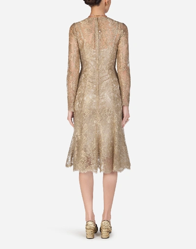 Shop Dolce & Gabbana Lamé Lace Longuette Dress