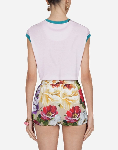 Shop Dolce & Gabbana Jersey T-shirt With Summer Print In Pink