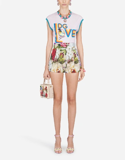 Shop Dolce & Gabbana Jersey T-shirt With Summer Print In Pink