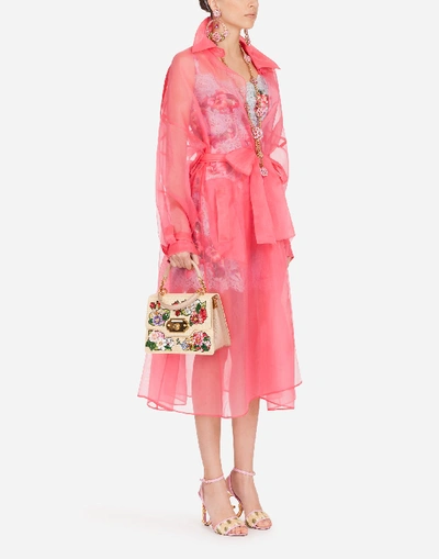 Shop Dolce & Gabbana Organza Trench Coat In Pink