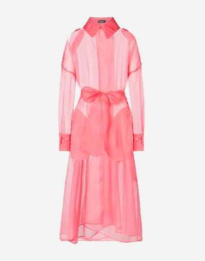 Shop Dolce & Gabbana Organza Trench Coat In Pink