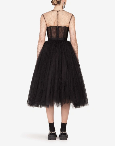 Shop Dolce & Gabbana Long-sleeved Tulle Dress