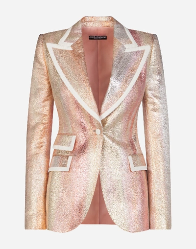 Shop Dolce & Gabbana Single-breasted Lamé Jacquard Jacket In Multicolored
