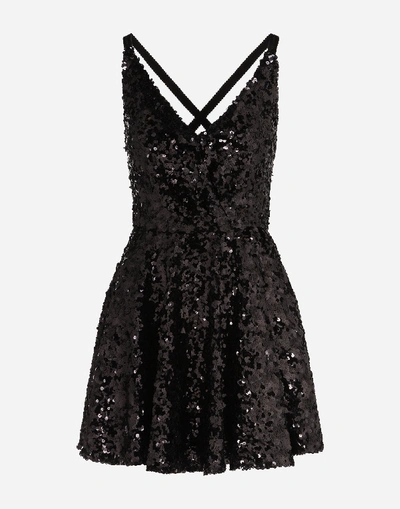 Shop Dolce & Gabbana Short Sequined Dress
