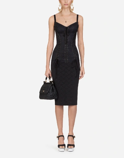 Shop Dolce & Gabbana Jacquard And Lace Bustier Dress