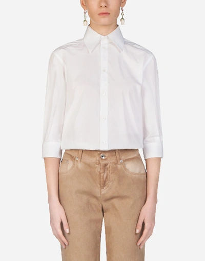 Shop Dolce & Gabbana Poplin Shirt With Mother-of-pearl Buttons