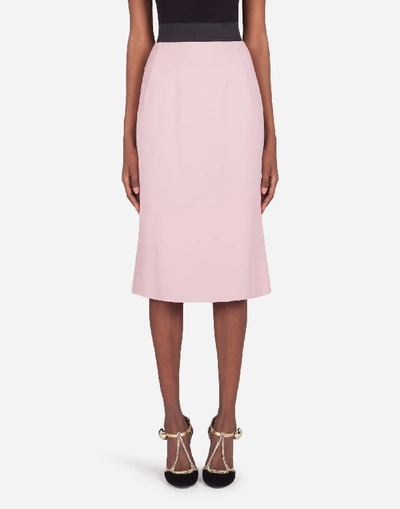 Shop Dolce & Gabbana Cady Fabric Midi Skirt In Pink