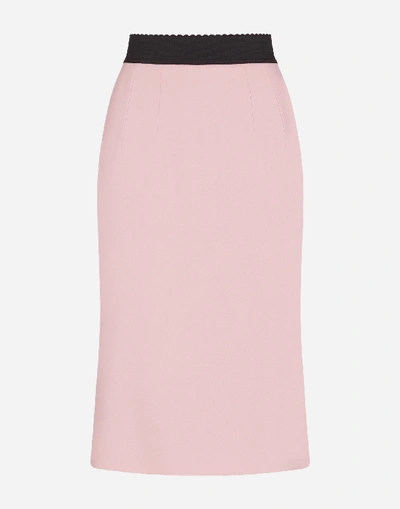 Shop Dolce & Gabbana Cady Fabric Midi Skirt In Pink