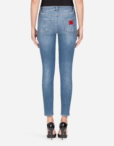 Shop Dolce & Gabbana Denim Stretch Fit Pretty Jeans In Blue