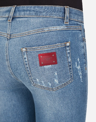 Shop Dolce & Gabbana Denim Stretch Fit Pretty Jeans In Blue