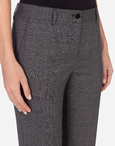 Shop Dolce & Gabbana Low-rise Glen Plaid Pants In Grey