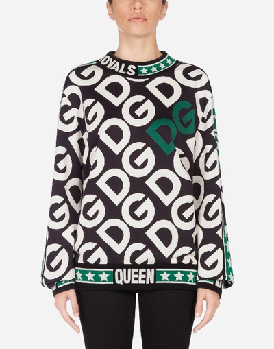 Shop Dolce & Gabbana Jersey Sweatshirt With Dg Logo In Multicolor