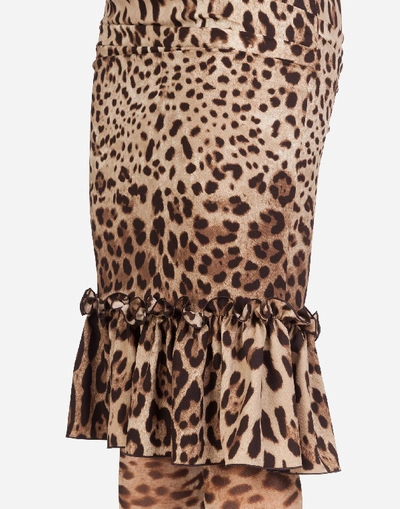 Shop Dolce & Gabbana Leopard-print Charmeuse Midi Skirt