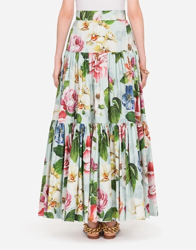 Shop Dolce & Gabbana Floral-print Poplin Midi Skirt In Floral Print