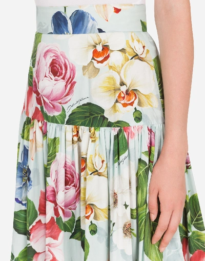 Shop Dolce & Gabbana Floral-print Poplin Midi Skirt In Floral Print