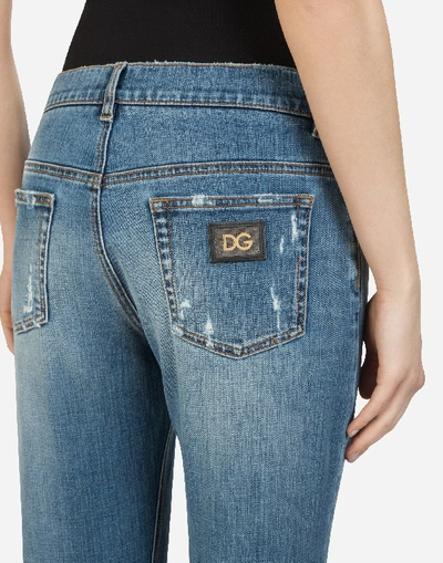 Shop Dolce & Gabbana Boyfriend-fit Jeans In Stretch Denim In Azure
