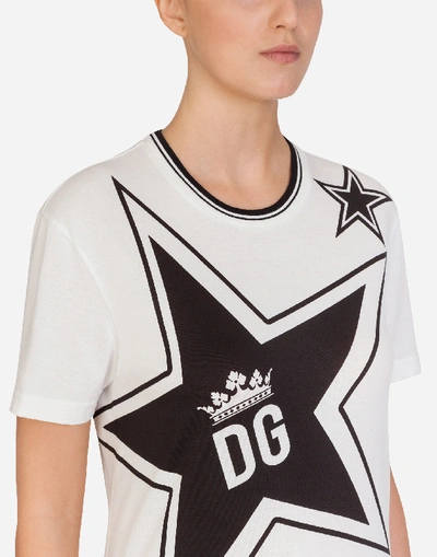 Shop Dolce & Gabbana Millennials Star Print Jersey T-shirt In Cream