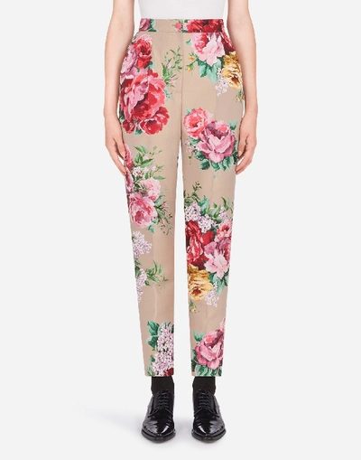 Shop Dolce & Gabbana High-waisted Floral Jacquard Pants In Floral Print