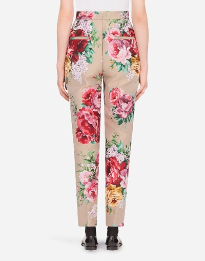 Shop Dolce & Gabbana High-waisted Floral Jacquard Pants In Floral Print